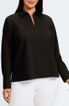 Foxcroft Bella Solid Popover Top In Black