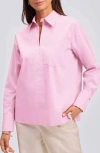 Foxcroft Bella Solid Popover Top In Bubblegum