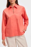 Foxcroft Bella Solid Popover Top In Tangerine