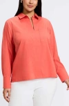Foxcroft Bella Solid Popover Top In Tangerine