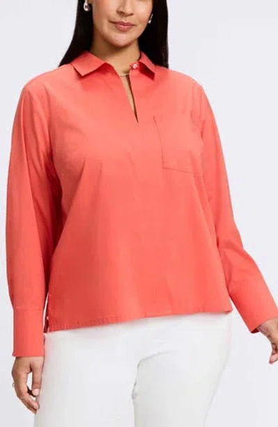 Foxcroft Bella Solid Popover Top In Tangerine