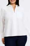 Foxcroft Bella Solid Popover Top In White