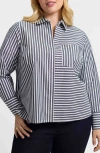 Foxcroft Bella Stripe Popover Top In Multi