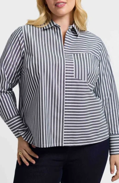 Foxcroft Bella Stripe Popover Top In Multi
