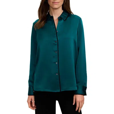 Foxcroft Bianca Button-up Shirt With Piping In Green