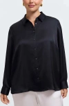 Foxcroft Bianca Satin Button-up Shirt In Multi