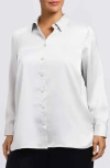 Foxcroft Bianca Satin Button-up Shirt In Multi