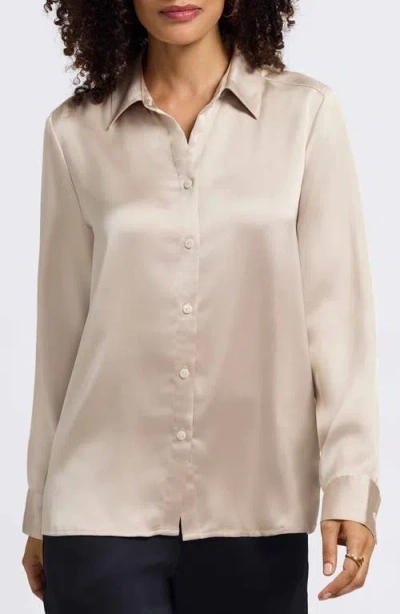 Foxcroft Bianca Satin Shirt In Gold