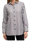 Foxcroft Boyfriend No Iron Rainbow Lurex Stripe Shirt In Black/white In Multi