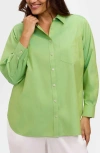 Foxcroft Boyfriend Non-iron Cotton Blouse In Green