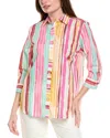 Foxcroft Watercolor Stripe Button-up Shirt In Pink