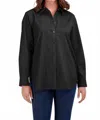 Foxcroft Boyfriend Stretch No Iron Tunic Top In Black In Black
