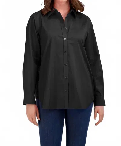 Foxcroft Boyfriend Stretch No Iron Tunic Top In Black