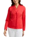 Foxcroft Bridget Scalloped Matte Sateen Button-up Shirt In Scarlet Re