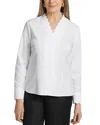 Foxcroft Bridget Scalloped Matte Sateen Button-up Shirt In White