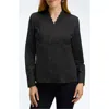 Foxcroft Bridget Scalloped Matte Sateen Button-up Shirt In Black