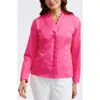 Foxcroft Bridget Scalloped Matte Sateen Button-up Shirt In Pink Flambe