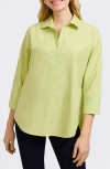 Foxcroft Brooke Grosgrain Trim Button-up Shirt In Pistachio