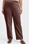 Foxcroft Caden Plush Corduroy Pants In Chocolate