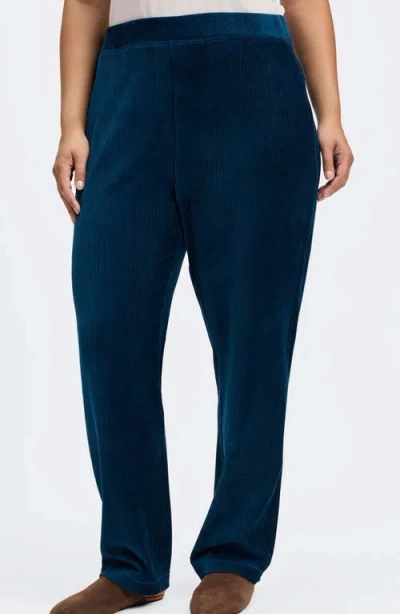 Foxcroft Caden Plush Corduroy Pants In Deep Teal