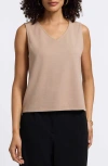Foxcroft Callie Sleeveless Crepe Knit Top In Brown