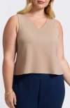 Foxcroft Callie Sleeveless Crepe Knit Top In Brown