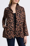 Foxcroft Carolina Animal Print Cotton Sateen Button-up Shirt In Macchiato/ Black