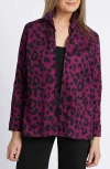 Foxcroft Carolina Animal Print Cotton Sateen Button-up Shirt In Plum/ Black