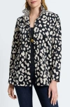 Foxcroft Carolina Animal Print Cotton Sateen Button-up Shirt In Silver Birch/ Black