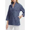 Foxcroft Carolina Crinkled Gingham Cotton Blend Shirt Jacket In Blue
