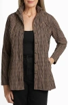Foxcroft Carolina Crinkled Gingham Cotton Blend Shirt Jacket In Almond/black