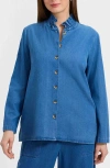 Foxcroft Carolina Denim Button-up Shirt In Blue