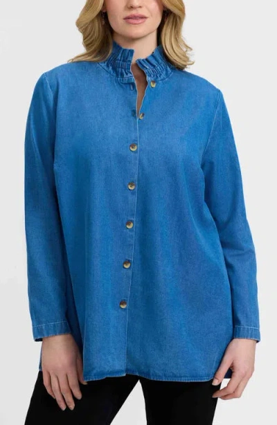 FOXCROFT FOXCROFT CAROLINA DENIM BUTTON-UP SHIRT