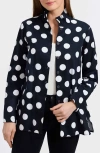 Foxcroft Carolina Dot Print Cotton Button-up Shirt In Blue