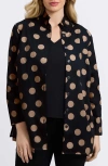 Foxcroft Carolina Dot Print Cotton Button-up Shirt In Black