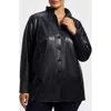 Foxcroft Carolina Faux Leather Button-up Shirt Jacket In Black