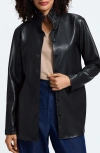 Foxcroft Carolina Faux Leather Button-up Shirt Jacket In Black