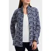 Foxcroft Carolina Floral Embroidered Cotton Button-up Shirt