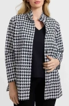 Foxcroft Carolina Houndstooth Print Cotton Button-up Shirt In Black