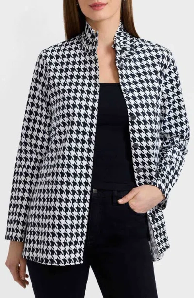 FOXCROFT FOXCROFT CAROLINA HOUNDSTOOTH PRINT COTTON BUTTON-UP SHIRT