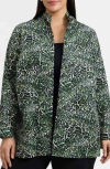 Foxcroft Carolina Leopard Print Cotton Sateen Button-up Shirt In Green