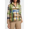 Foxcroft Carolina Painterly Stripe Cotton Button-up Shirt In Blue Multi