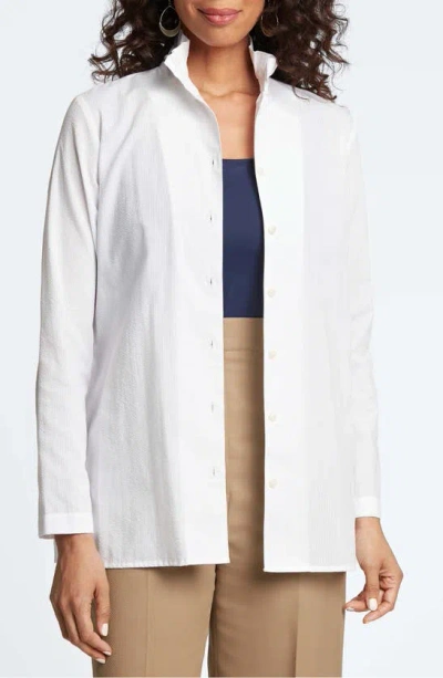 Foxcroft Carolina Long Sleeve Seersucker Shirt In White