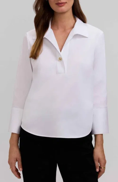 Foxcroft Catalina Matte Sateen Popover Top In White