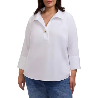 Foxcroft Catalina Matte Sateen Popover Top In White