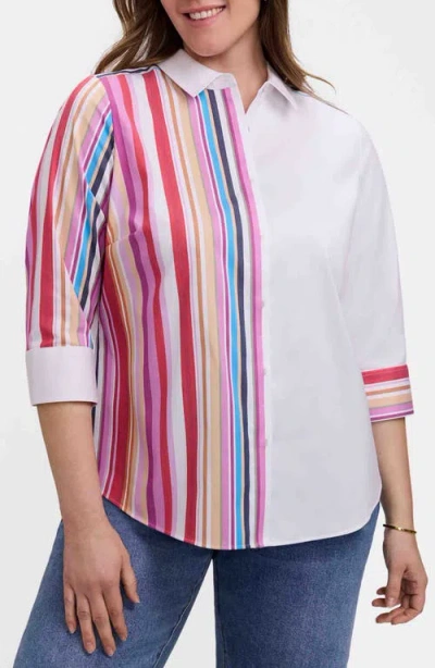 Foxcroft Charlie Colorful Mixed Stripe Button-up Shirt In Multi