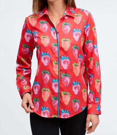 FOXCROFT CHARLIE LONG SLEEVE SHIRT IN RED