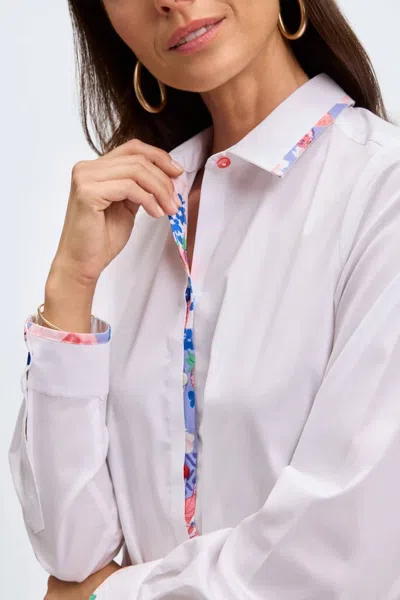 Foxcroft Charlie Long Sleeve Shirt With Multi Buttons In White