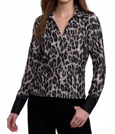 Foxcroft Cheetah Print Blouse In Black