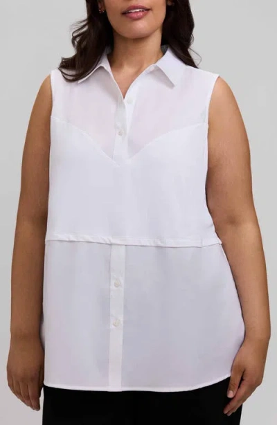 Foxcroft Chelsea Layered Sleeveless Tank In White